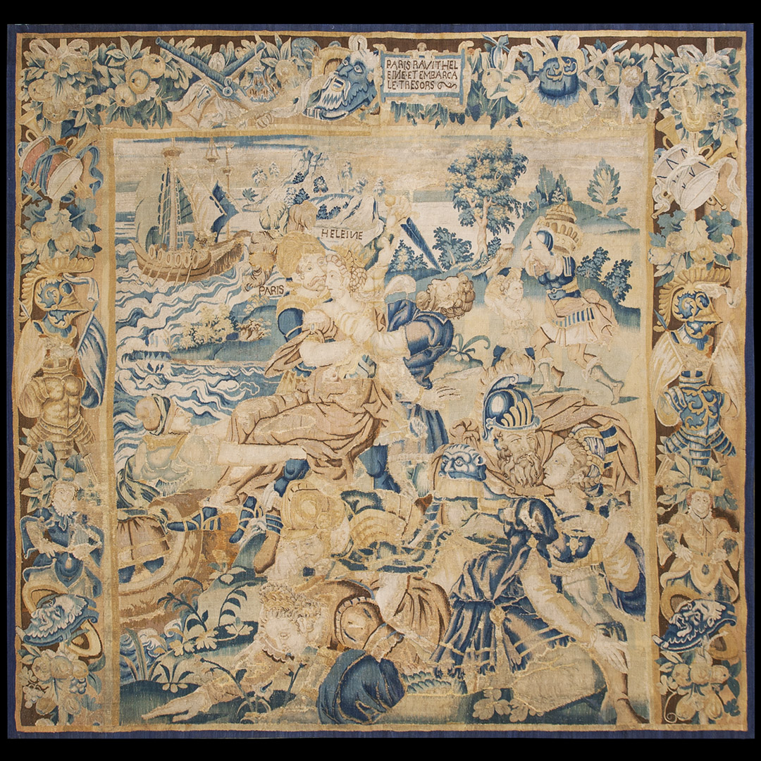 Antique Tapestry Rug - 21570 | European 9' 0'' x 9' 2'' | Green, Origin France, Circa: 1550